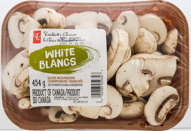 President's Choice - White Sliced Mushrooms - 454 g - Front