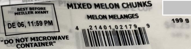None- Mixed Melon Chunks - 199 g - Best Before Date