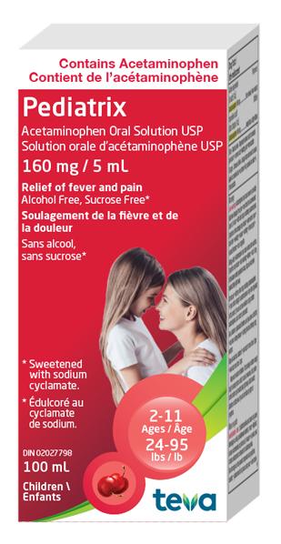 Pediatrix (solution orale d'acétaminophène), 160mg/5mL - carton