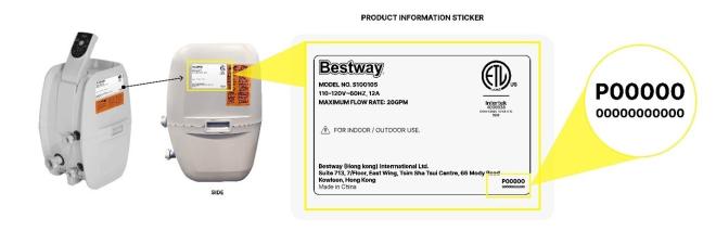 Location of AirJet pump model number
