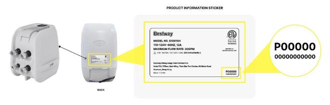 Location of HydroJet pump model number