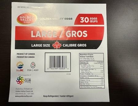 Golden Valley Eggs - Large Size Eggs - 30 eggs - Label