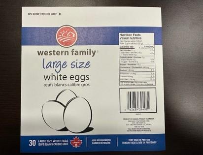 Western Family - Large Size White Eggs - 30 eggs - Label