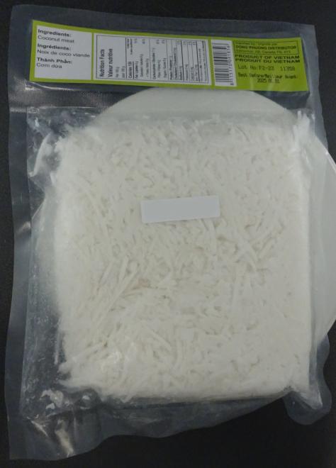 Ocean Swallow - Frozen Shredded Young Coconut, « Conglés jeune noix de coco râpeé » - 400 g - back, derrière