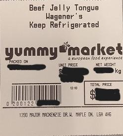 Yummy Market - Beef Jelly Tongue Wagener's - Label
