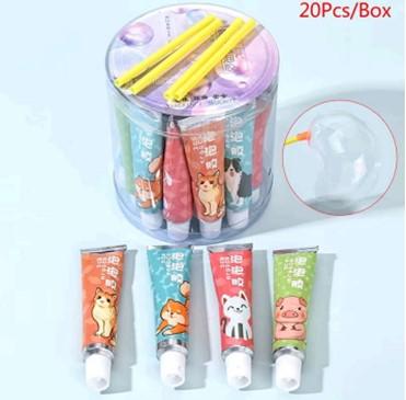 20 pièces par boîte Jouet de colle à bulle magique Pour souffler des balles en bulles colorées Ballon spatial