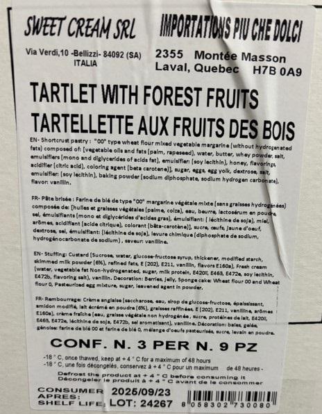 Sweet Cream - Tartelette aux fruits des bois - autocollant sur boîte d'expédition