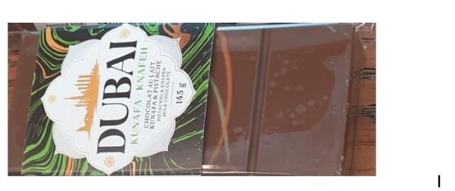 Dubai Kunafa Knafeh marque chocolat au lait kunafa pistache 145 g, devant