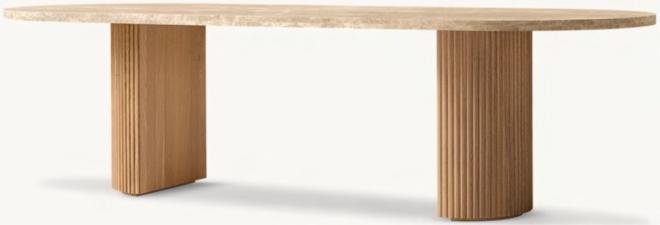 Table à manger Byron en marbre Emperador chêne naturel/doré